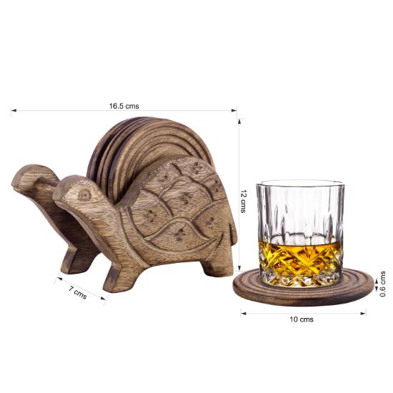 Divit Coasters Wooden for Drinks, Eco-Friendly, Absorbent, Antique Look Handcrafted Coasters (Tortoise)