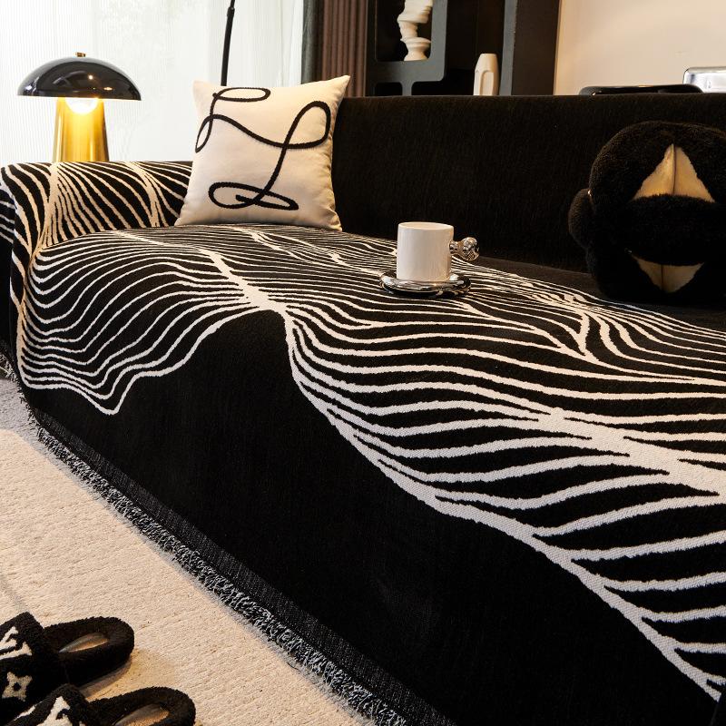 Chenier Sofa Cover Retro Wind Machine Washable One-piece Sofa Blanket Non-slip and Anti-grab Straight Row Sofa Cover Cloth