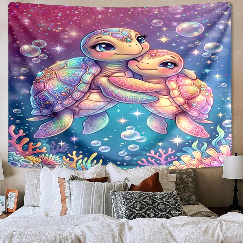 Underwater Two Sea Turtles Tapestry Room Decoration Wall Hanging for Living Room Bedroom, Dormitory, Birthday and Christmas Gifts