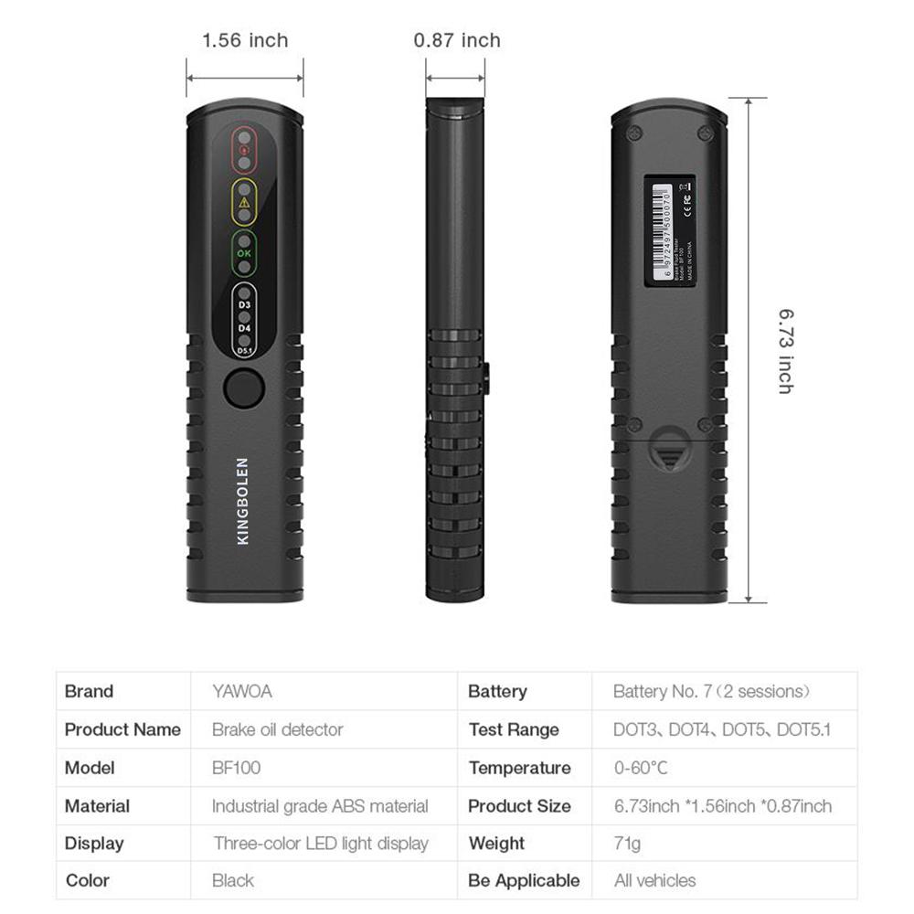 Simple Button With Multiple LED Indicators Brake Fluid Tester BF100 Automotive Liquid Testing Tool For DOT3/DOT4/DOT5.1