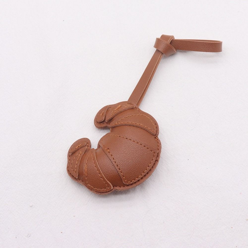 PU Leather PU Leather Hanger Car Keyring Bag Pendant Cute Croissant Keychain  Men