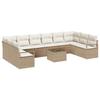 Garden Sofa Set with Cushions 11 Pcs Beige and Cream Poly Rattan