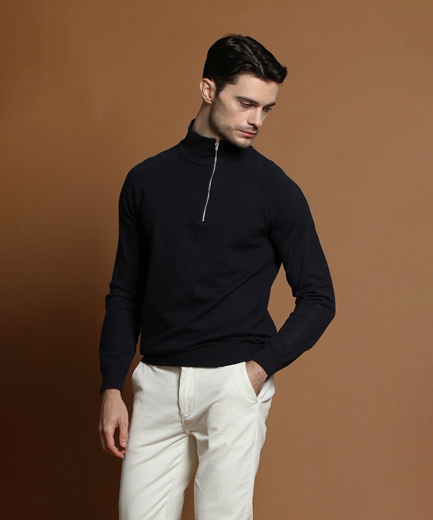 Panicale Navy Soft Side Half-Zip Knit
