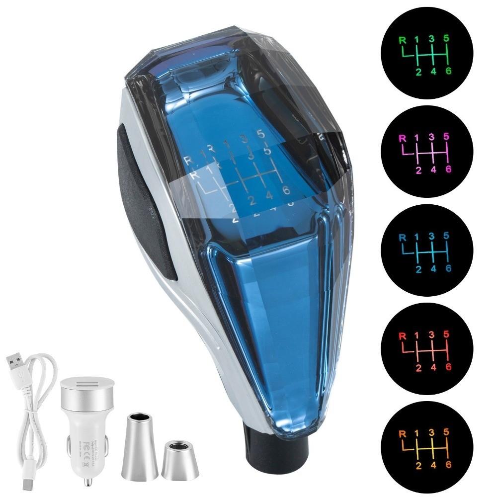 Manual Transmission Gear Shift Knob Multicolor LED Thread Handle Lever LED Shift Knob Automotive Style 3
