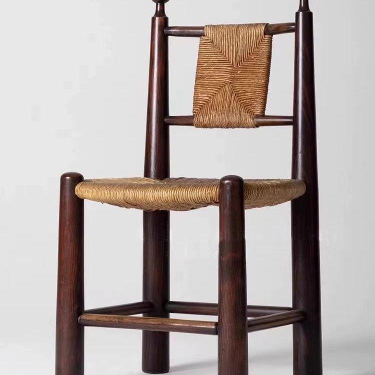 Vintage Solid Wood Rattan Dining Chair - Simple Home, Cafe, and Leisure Backrest Chair