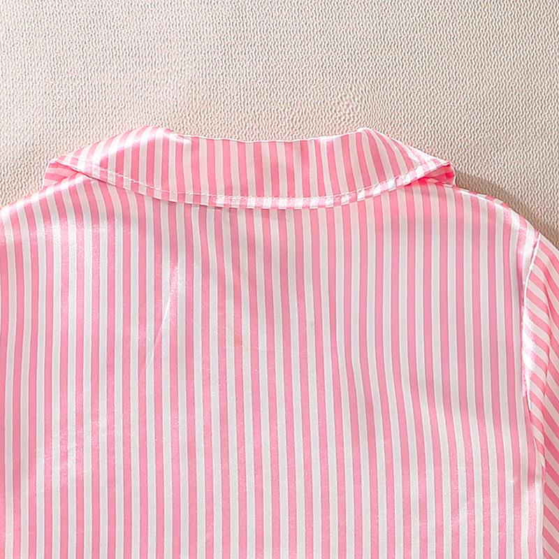 Girls' Casual Pajamas Set Summer Kids' Satin Comfort Short-sleeved Homewear Two-piece Set