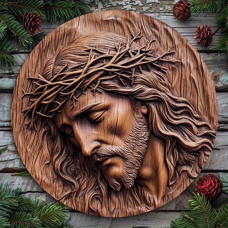 

2d Плоский 20*20см, Круглий Вінтажний Дерев яний Декоратет, на Тему Ісуса Христа, для Бару, Кухні, Кафе, Вітальні, Офісного Декору 20x20cm