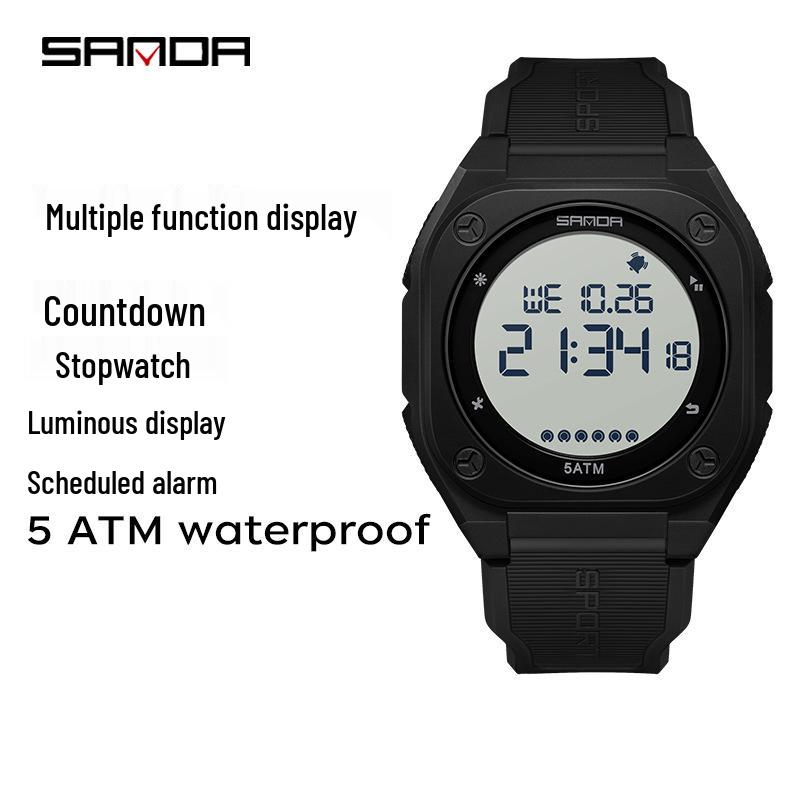 Sanda Multifunctional Luminous Waterproof Student Countdown Watch with Alarm