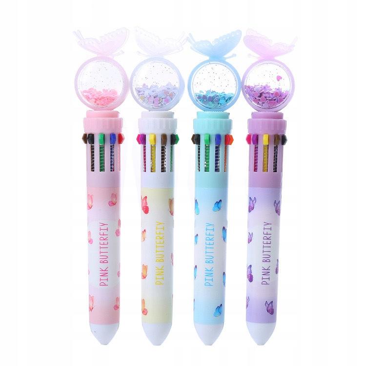 Ballpoint Pen For Children Set With Glitter 10 In 1 Colors Multi-Color 4 Pieces