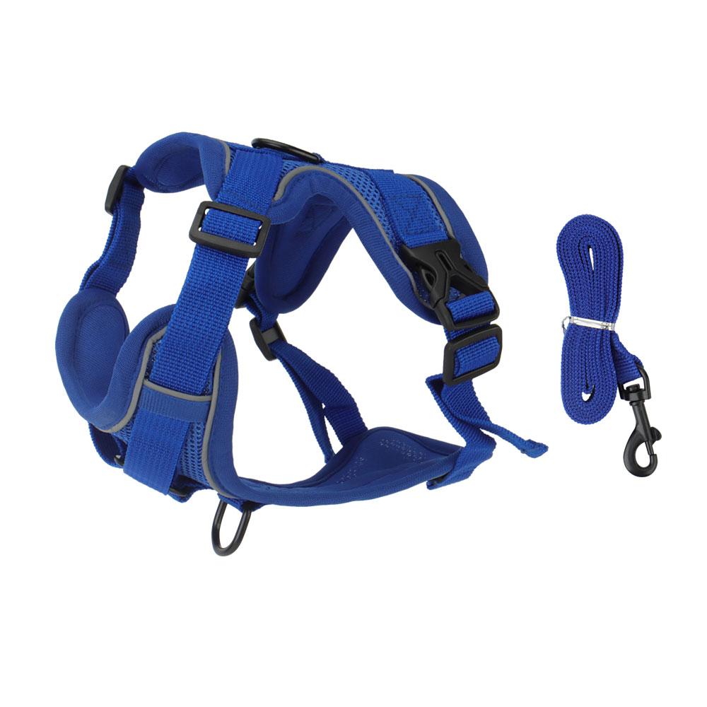 

Reflective Dog Harness Leashes Set Puppy Chest Strap Vest for Small Medium Dog Pet Harness Leash Outdoor Training Supplies S chest 26-34cm синий