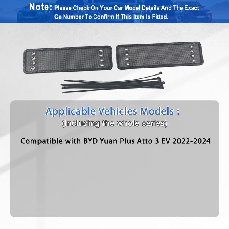 2Pcs Car Front Grille Net ect Screening Mesh Cover Stainless Steel  For BYD Yuan Plus Atto 3 EV   2024