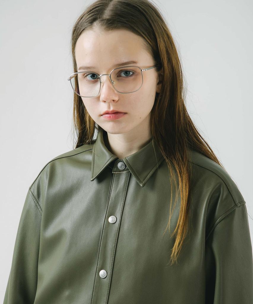DREAMWORLD [Leather] Long Sleeve Shirt Olive_01