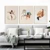 Vintage Lady skandinavisches minimalistisches Boho-Wandkunst-Leinwandgemälde, nordische Poster und Drucke, Bilder für Wohnzimmerdekoration