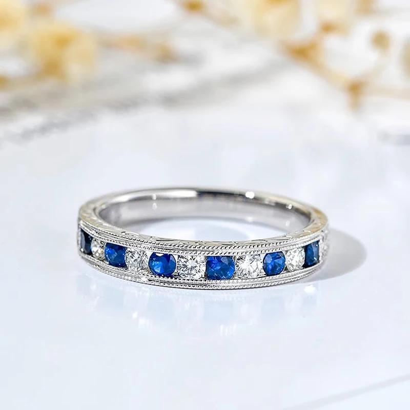 Huitan Glänzende Blau/Weiße Zirkonia Ringe für Frauen Neuartig Kreativ Attraktiv Weibliche Finger Accessoires Dinner Party Zirkon