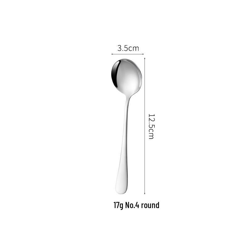 1010 Stainless Steel Dessert Spoon - Thick, Round, Mirror-Finish 304 Stainless Steel Tableware