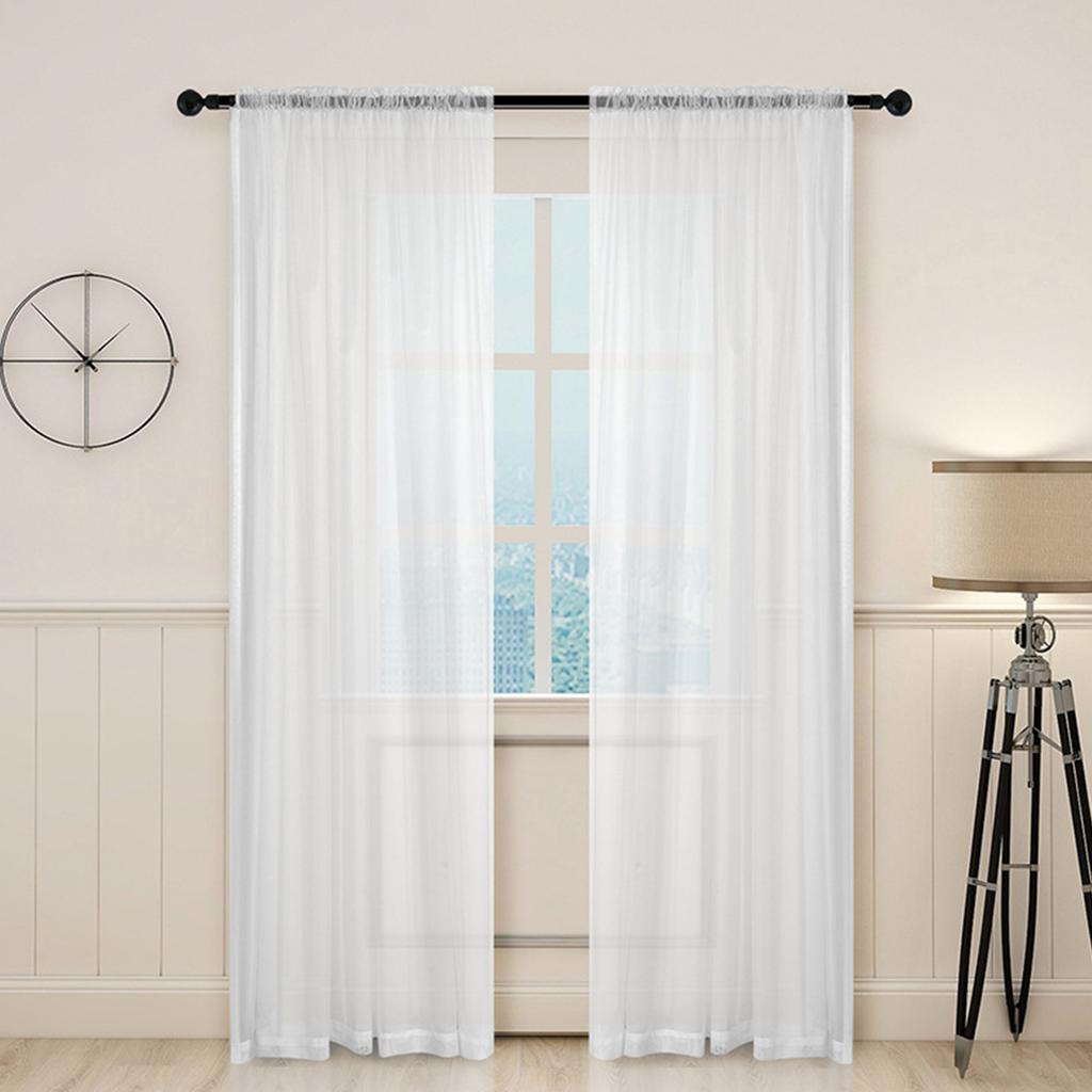 Sheer White Polyester Window Curtains for Light Privacy Protective Home Decoration