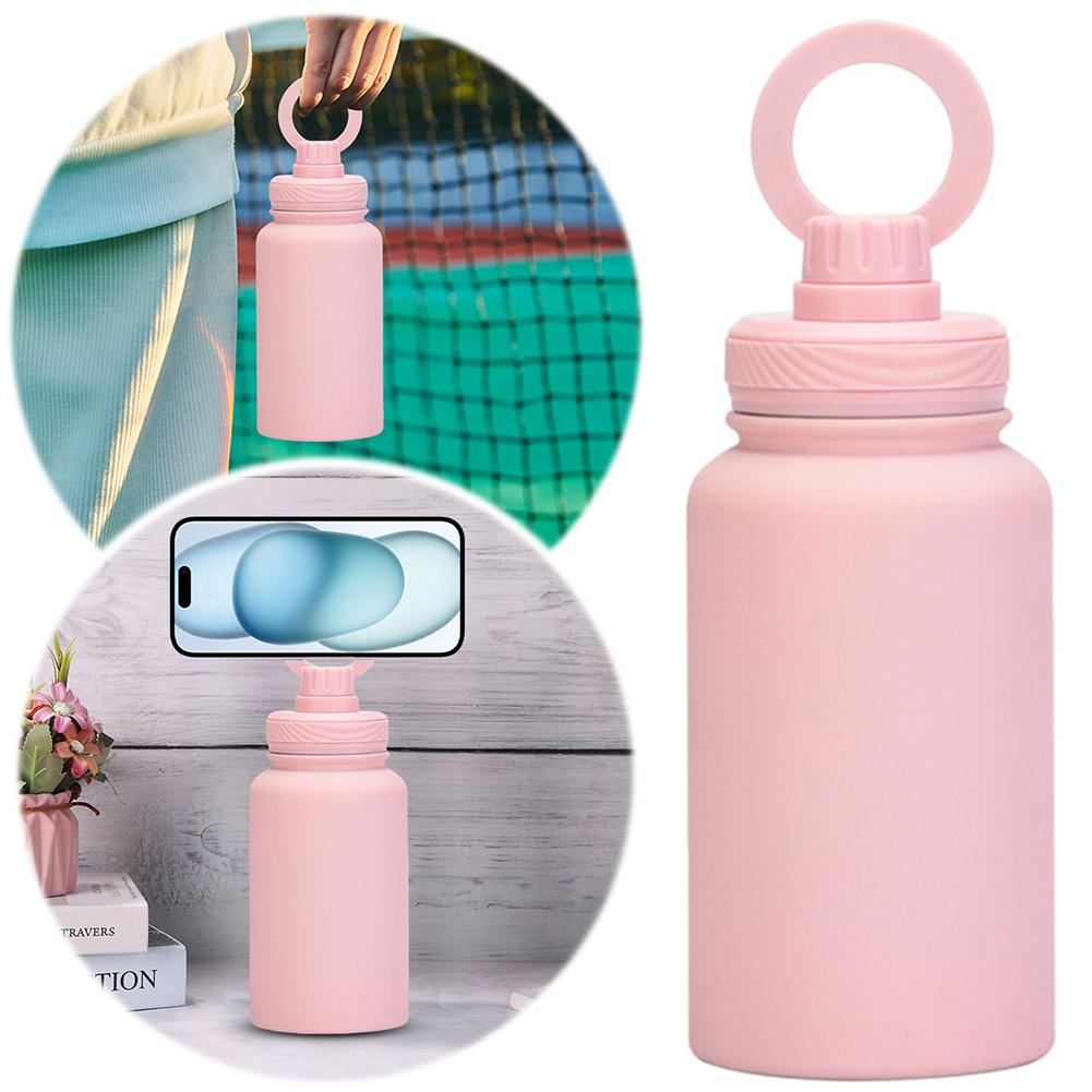 650ml Leak Proof Insulated Bottle with Rotating Phone Holder Stainless Steel Double Layer Vacuum Cup for Outdoor Sports
