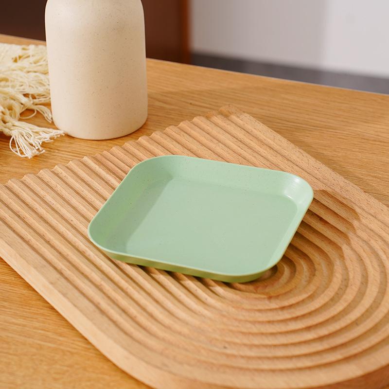 Wheat Straw Round Vegetable Plate Household Large Vegetable Plate Set Drop-Resistant Snack Plastic Plate Fruit Plate Plate