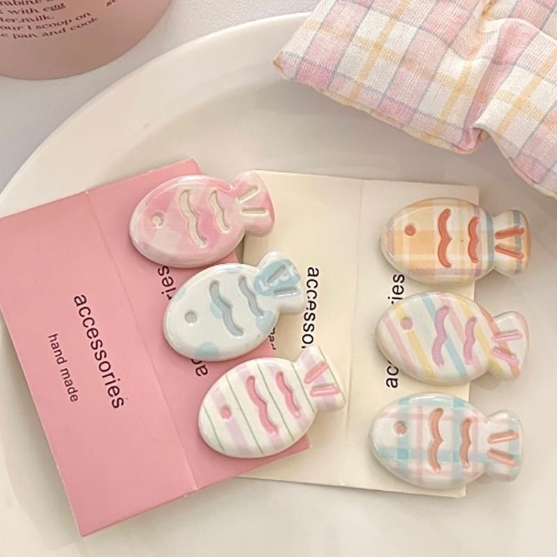 3Pcs/Set Hair Diy Accessories Dopamine Colorful Seabream Braised Series Hair Clip Sweet Girl Side Bang Hairpin