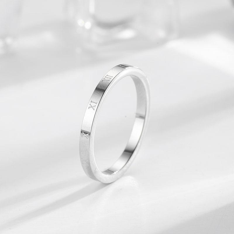 Minimalist Titanium Steel Couple Rings Non Tarnish Diamond Inlaid Matching Bands Jewelry