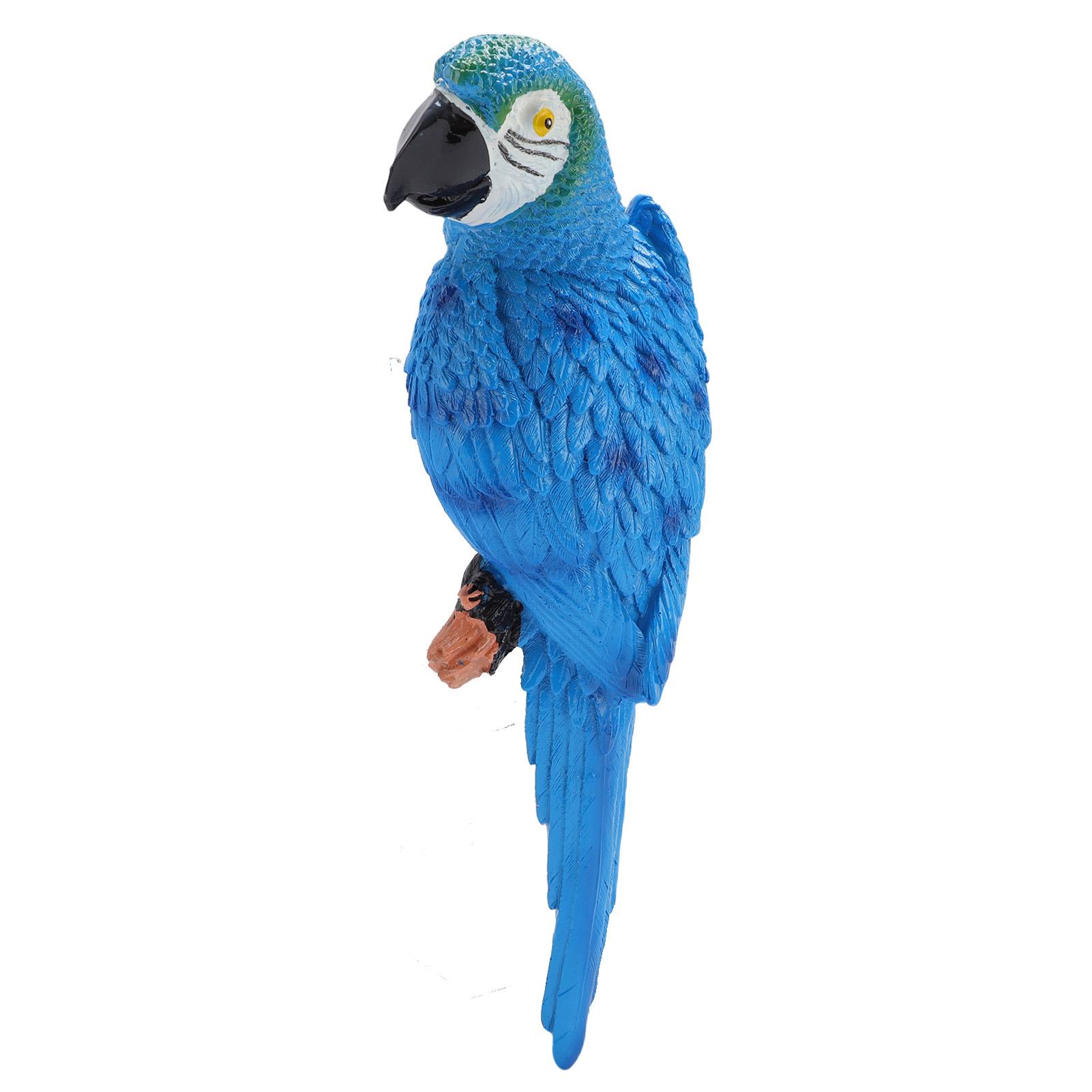

Parrot Status Tree Hanging Wall Mount Lifelike Resin Parrot Decor for Garden Courtyard Right Blue
