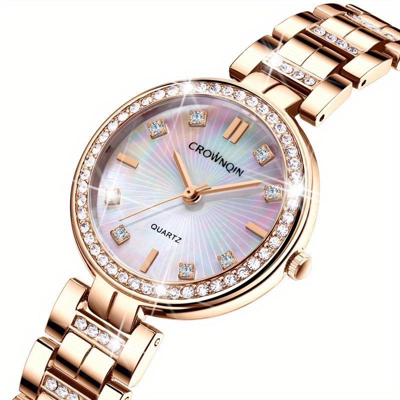 Luxury Women Quartz Watch Fashion Casual Round Rhinestone Ladies Wristwatches,Gifts for Women