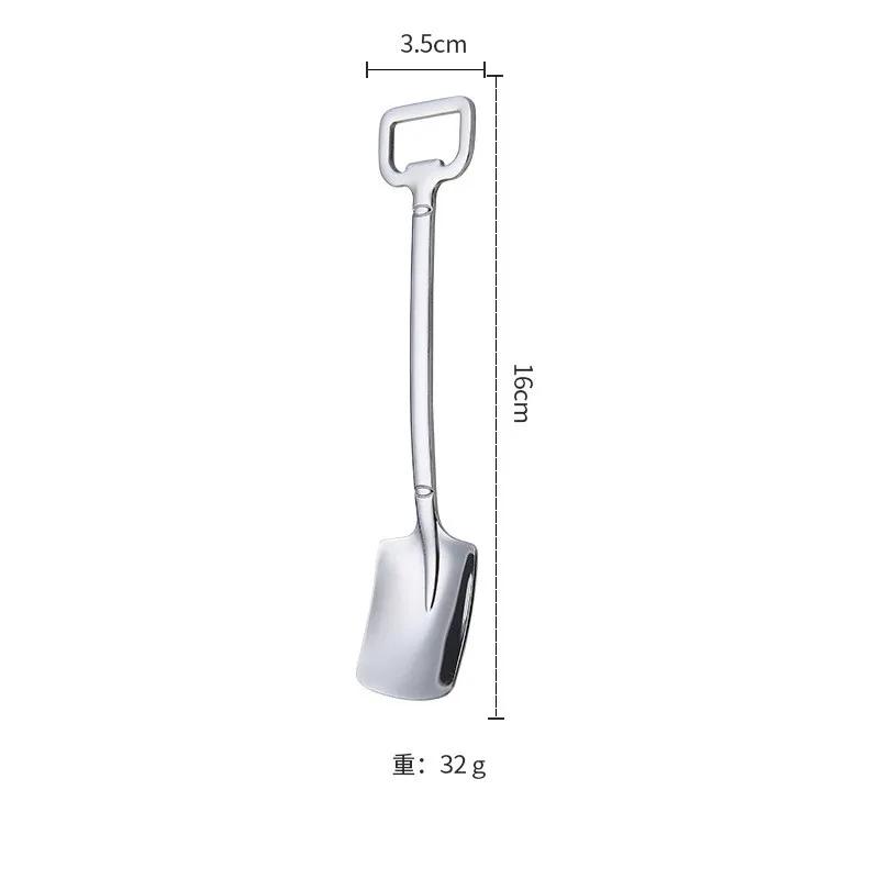 1Pc Spade Spoon Stainless Steel Creative Retro Dessert Spoon Watermelon Square Shovel Ice Cream Heart Shape Spoon Bottle Opener