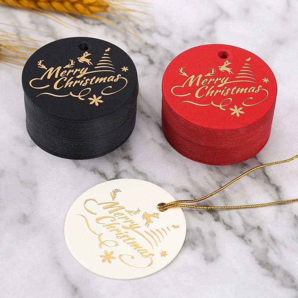 100Pcs Handmade Christmas Tags White Red Paper Hand Gift Hanging Tag  Festive & Party Supplies