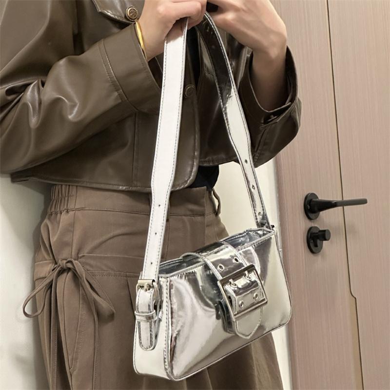 Luxury Designer Handbags for Women Laser Armpit Bag Brand Shoulder Bag Silver Chic Female Top Handle Bag Shopper Tote Bag