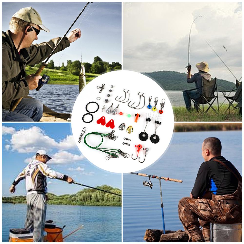 187pcs Fishing Accessories Kit Including Jig Hooks Sinker Weight Swivels Snaps Outdoor Fishing Accessories Set