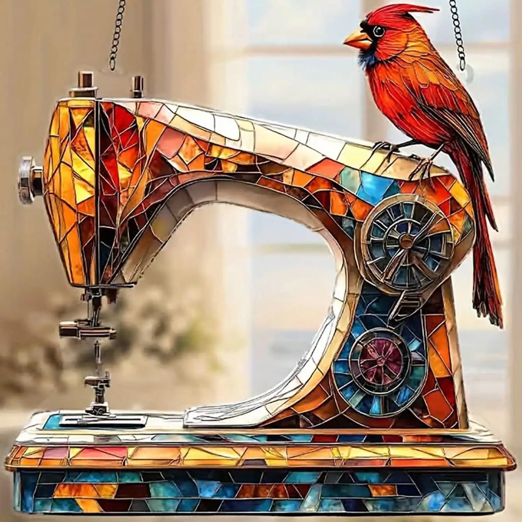 Vintage Sewing Machine Sunshine Catcher Pendant, Suitable for Home and Garden Decoration, Indoor and Outdoor Porch Decoration,