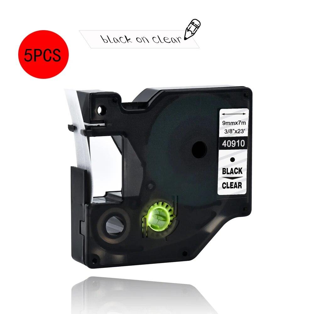 

5 упаковок 40910 40913 Чорно-біла стрічка для етикеток Сумісна стрічка для етикеток Dymo D1 9 мм ДЛЯ принтера етикеток DYMO LM160 LM280 DYMO PNP