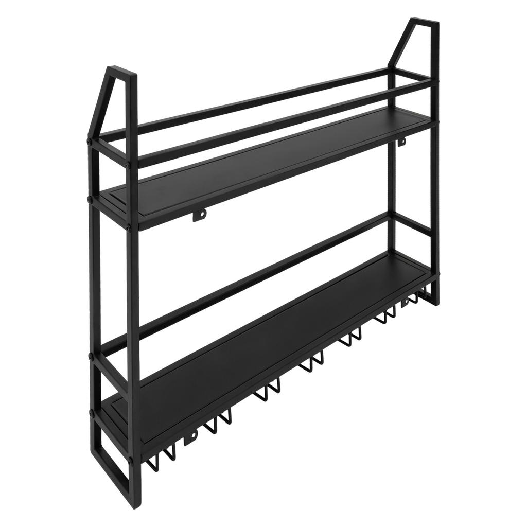 Wall Mounted Wine Rack – Industrial Style 2-Tier Storage Organizer for Bottles & Goblets