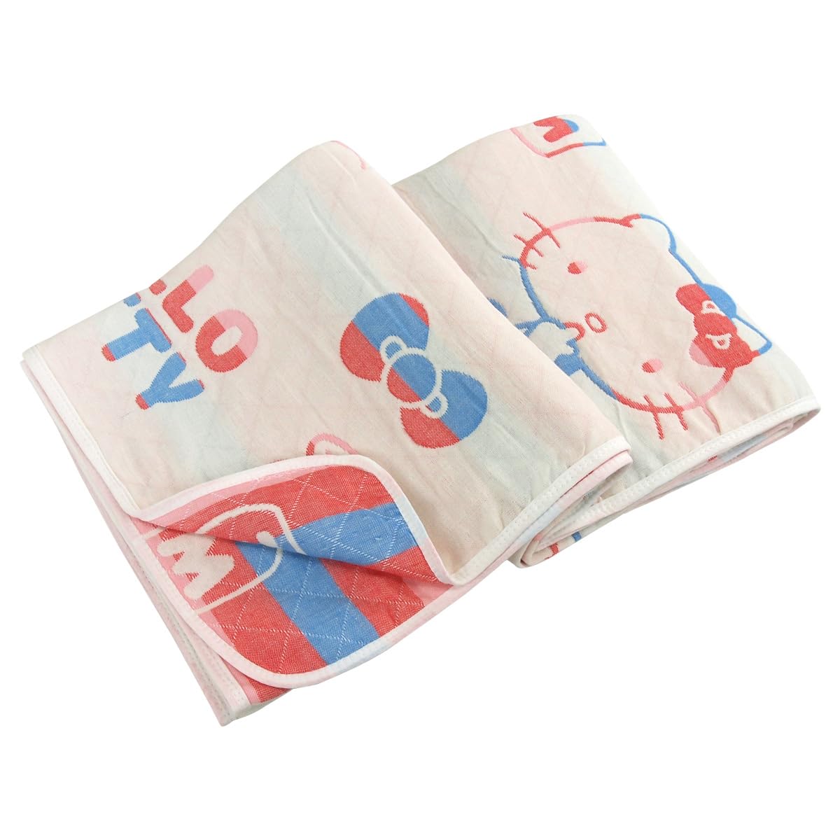 

Revere Хлопковое марлевое полотенце Hello Kitty Летний товар Sanrio Hello Kitty Одеяло, Одинарное, Трехслойная марля, Смесь, Одеяло, Плед, белый