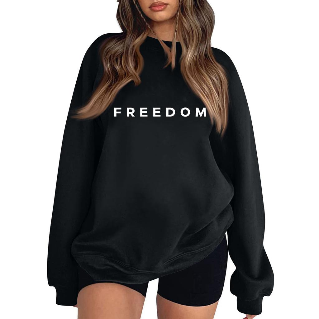 Womens Fashion Tops Casual Crewneck Striped Long Sleeve Loose Pullover Shirts