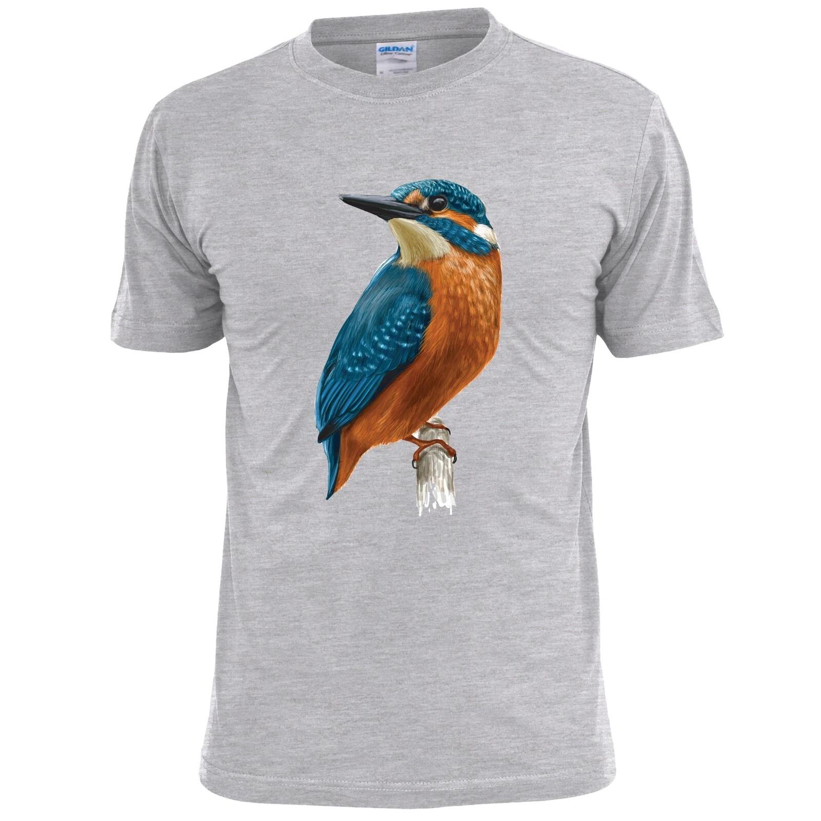 Mens Colouful Kingfisher Bird T shirt Wildlife Ornithology S
