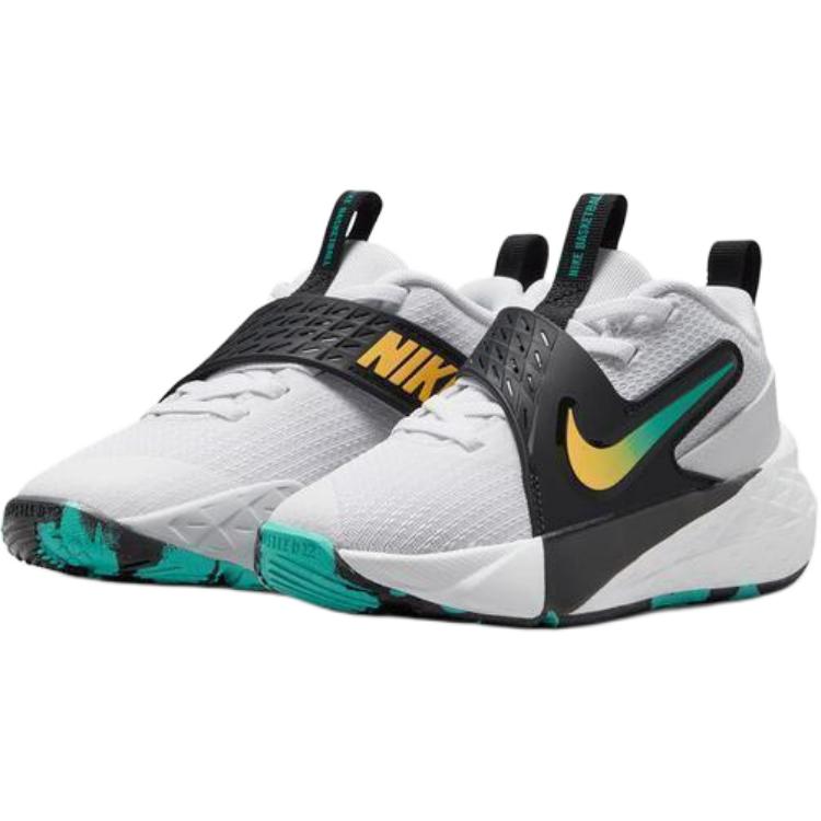 Nike Team Hustle D 12 Comfortable Versatile Low-Top Basketball Shoes Kids sneakers Black White Green HF6280-105