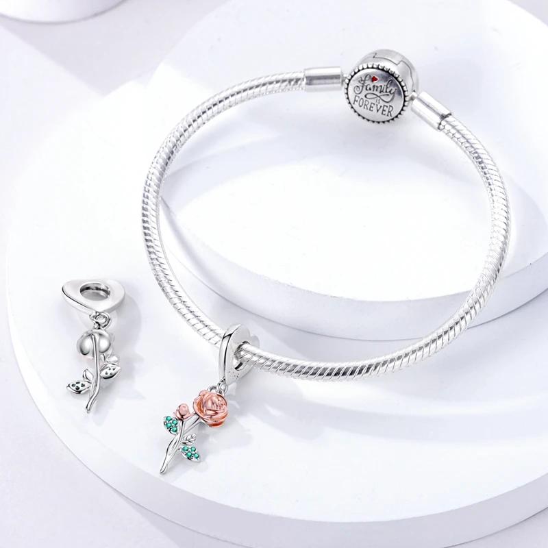 Elegant Rose Leaf Flowers Bead Charms Copper Authentic Bead Charms Compatible With Authentic Charm Bead Charms Bracelets Jewellery Gifts for Women