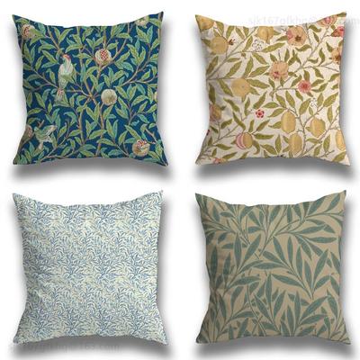 William Morris Pillow Case Anti-dustmite Pillowcase Invisible Zipper Silky Short Plush Sofa Cushion Cover