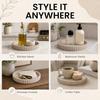 Round Decorative Tray for Coffee, Dining Table, Countertop, 3D Printed Scalloped Edge Serving Tray for Farmhouse, Kitchen, Home, Living Room