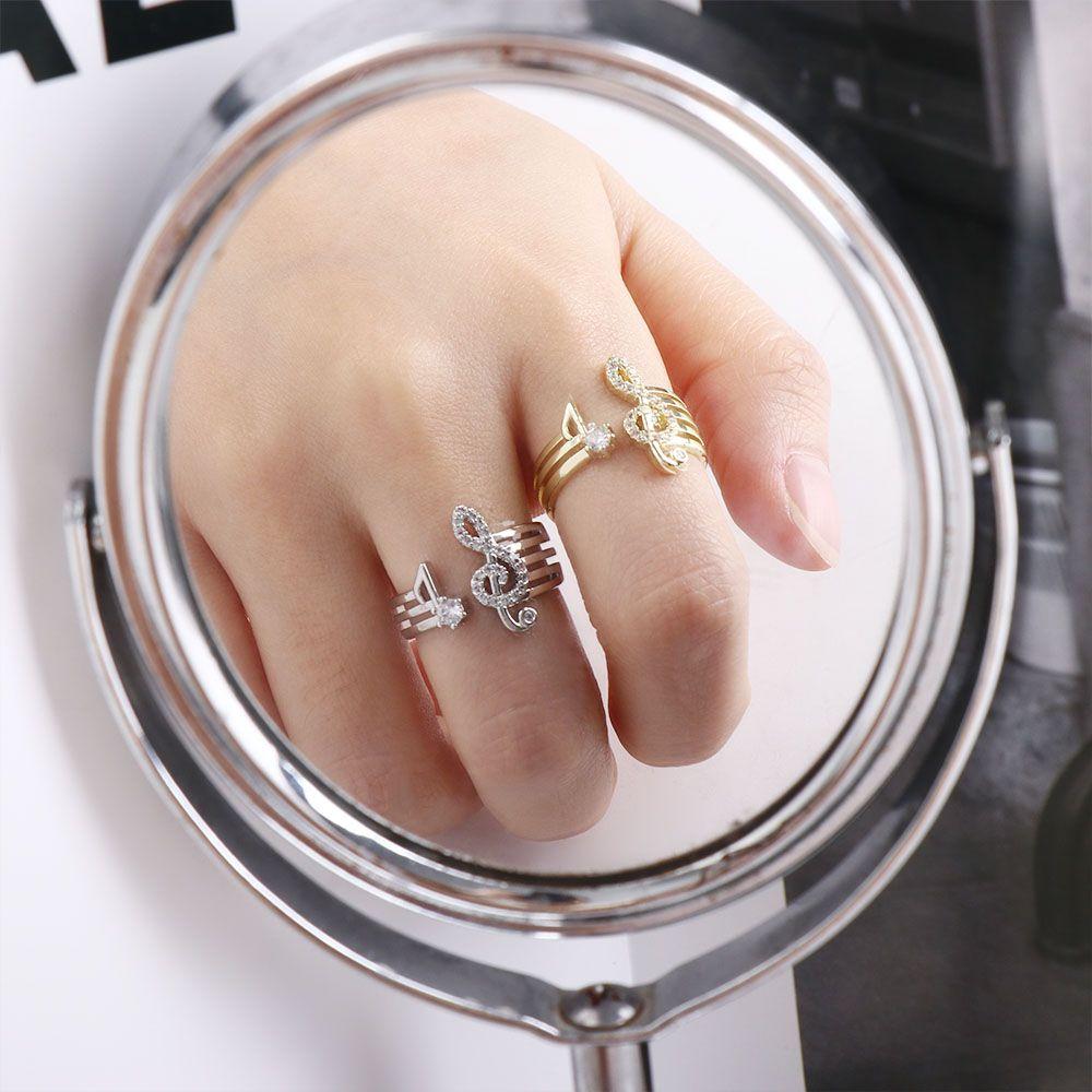 Adjustable Sweet Korean Style Rings Girls Gift Jewelry Accessories Geometric Rings Women Jewelry Music Note Rings Finger Buckle