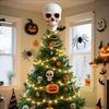 Halloween Skull Tree Topper Spooky Plastic Skeleton Christmas Tree Ornaments for Halloween Xmas Home Party Decor