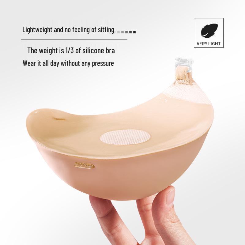 Hand-Brushed Adhesive Breast Pasties for Enhanced Look with Transparent Straps, Gathering Effect, and Invisible Bra Cups for Small/Flat Chests