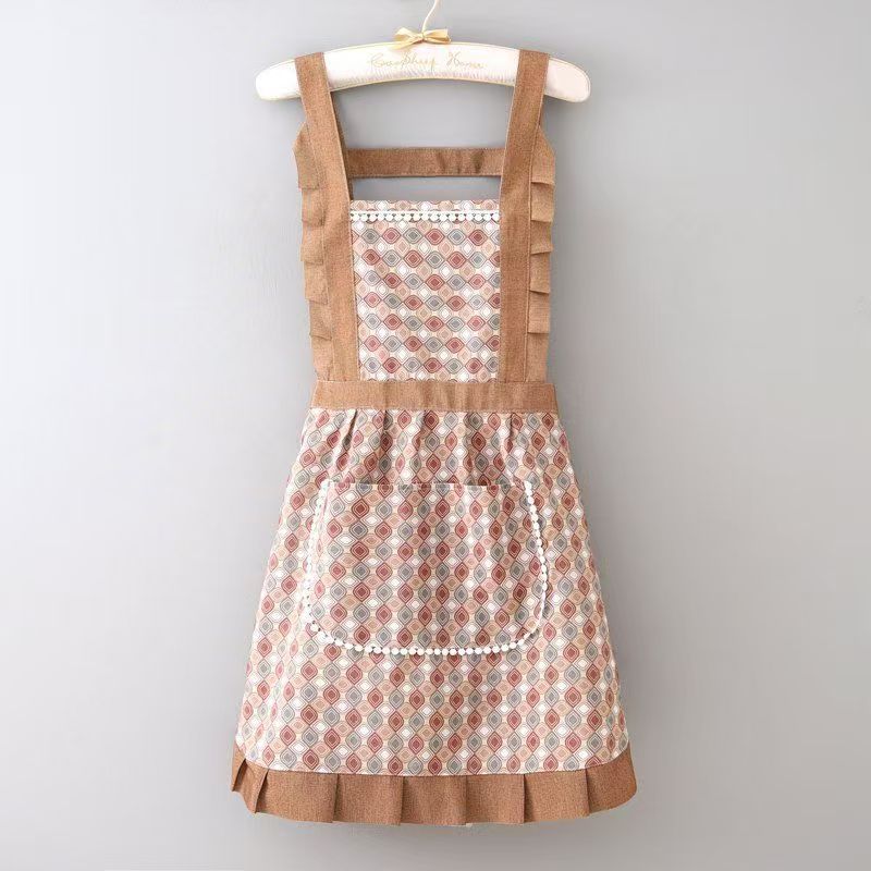 Förkläde för hemmet, Förkläde med ficka, Andningsbar matlagning, Midjeinsnörande arbetskläder