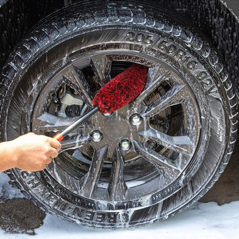 SEAMETAL Car Wheel Tire Brush Universal Wash Wheel Brush PP Handle Wool Brush Car Cleaning Brush