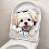 Cute Broken Hole Puppy Toilet Cover Sticker Creative Self-adhesive PVC Decal for The Bathroom Animal Dog Removable Home Decor
