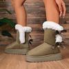 Women's Plus Size Side Bow Thick Platform Ankle Snow Boots Euro-American Fashion Versatile Casual New Autumn Winter