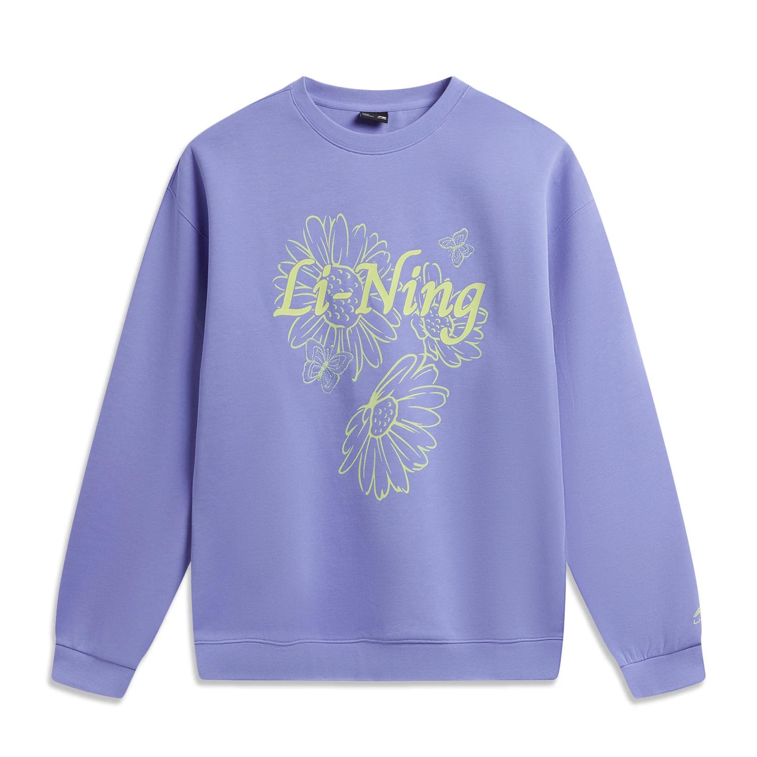 

Li Ning Sports Fashion Series Round Neck Casual Pullover Printed Loose Sweatshirt Women sweatshirt AWDW386-4 XL