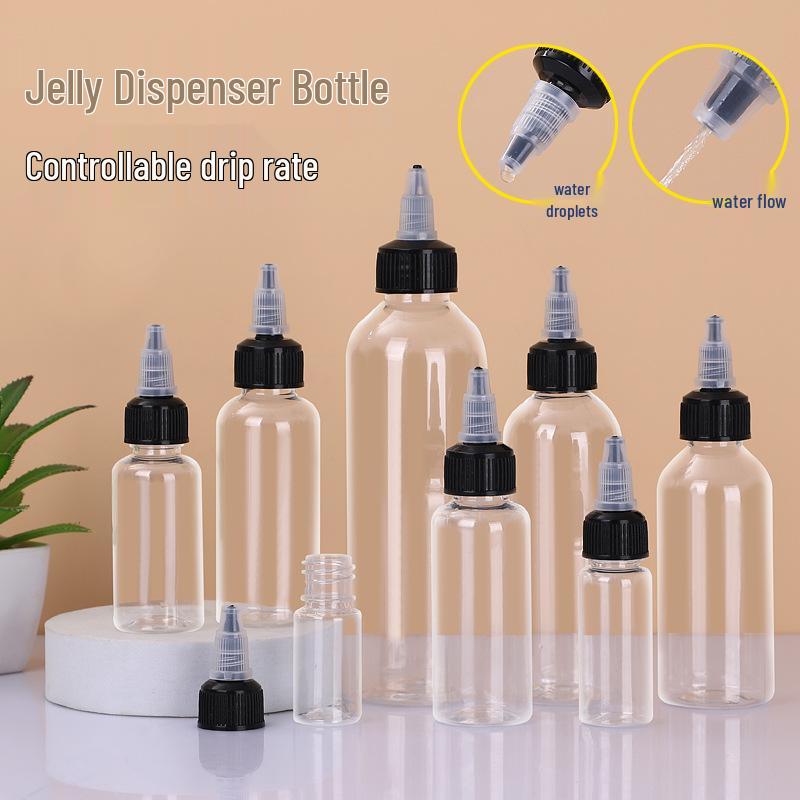 Transparent PET Squeeze Bottle with Pointed Mouth - Available in 30ml, 100ml, and 500ml Sizes