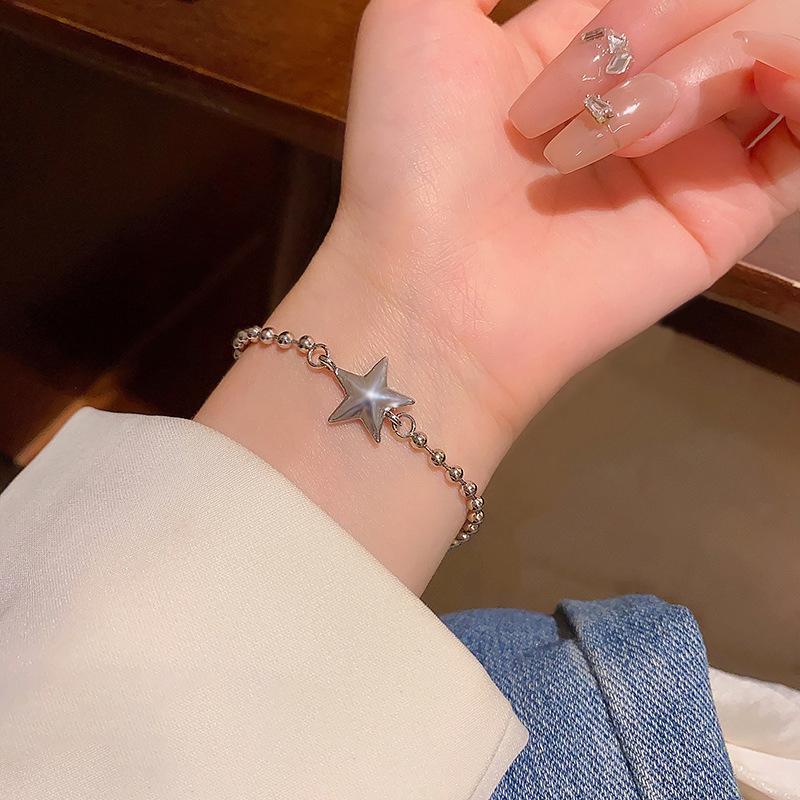 

Couple cold wind metal star bracelet women s unique niche design round bead bracelet personalized jewelry